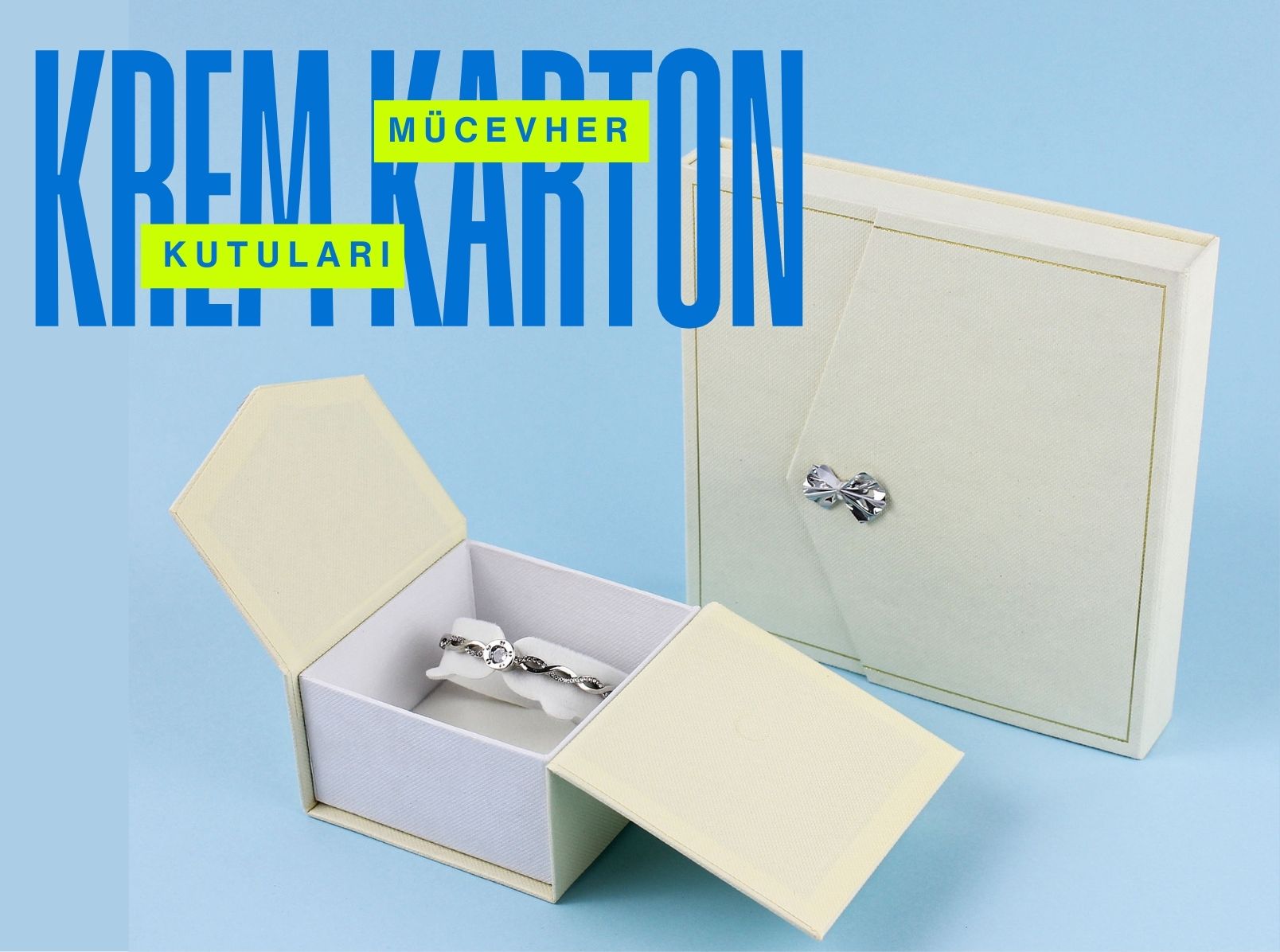 Krem karton takı kutusu