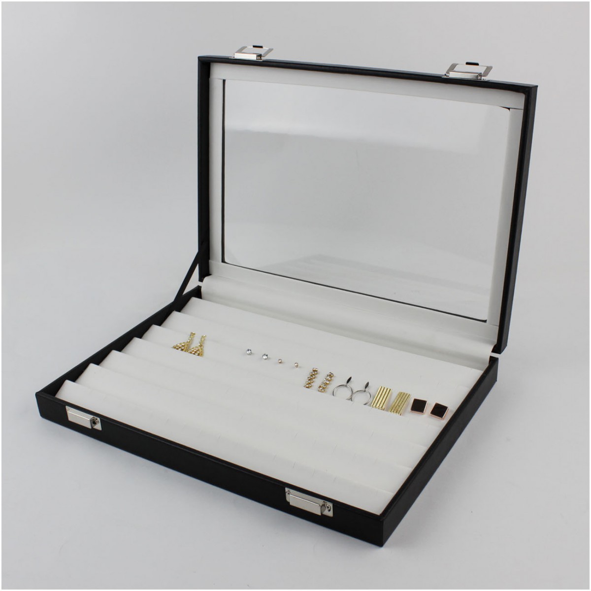 Camlı Deri Küpe Tablası Beyaz 24x34 Camlı Deri Küpe Tablası Beyaz 24x34