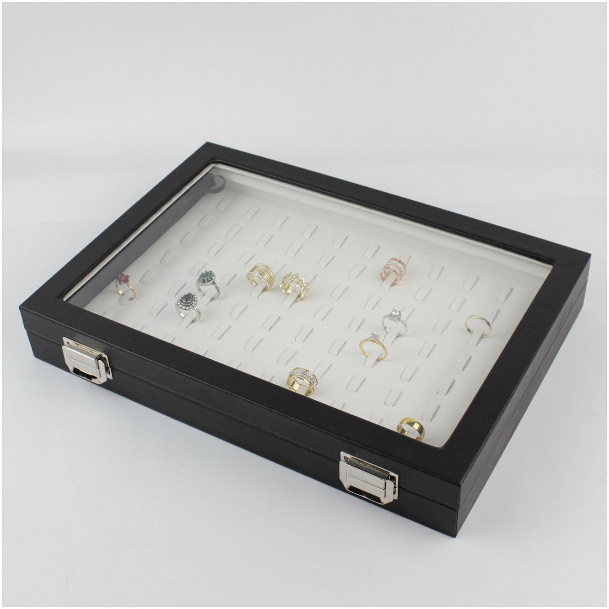 Camlı Deri Yüzük Tablası Beyaz 24x34 Camlı Deri Yüzük Tablası Beyaz 24x34