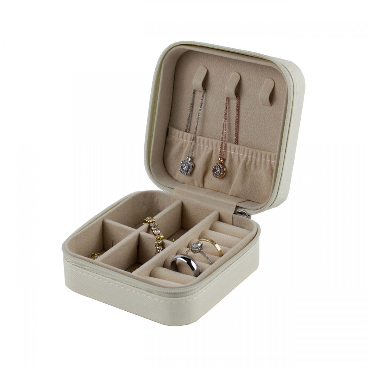 Deri Mücevher Çantası Seyahat Takı Kutusu Krem 10 Adet Deri Mücevher Çantası Seyahat Takı Kutusu Krem 10 Adet