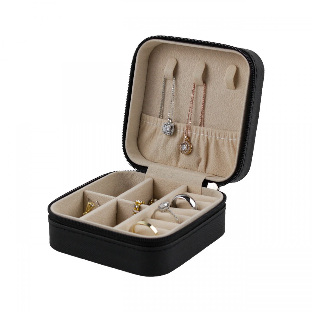 Deri Mücevher Çantası Seyahat Takı Kutusu Siyah 10 Adet Deri Mücevher Çantası Seyahat Takı Kutusu Siyah 10 Adet