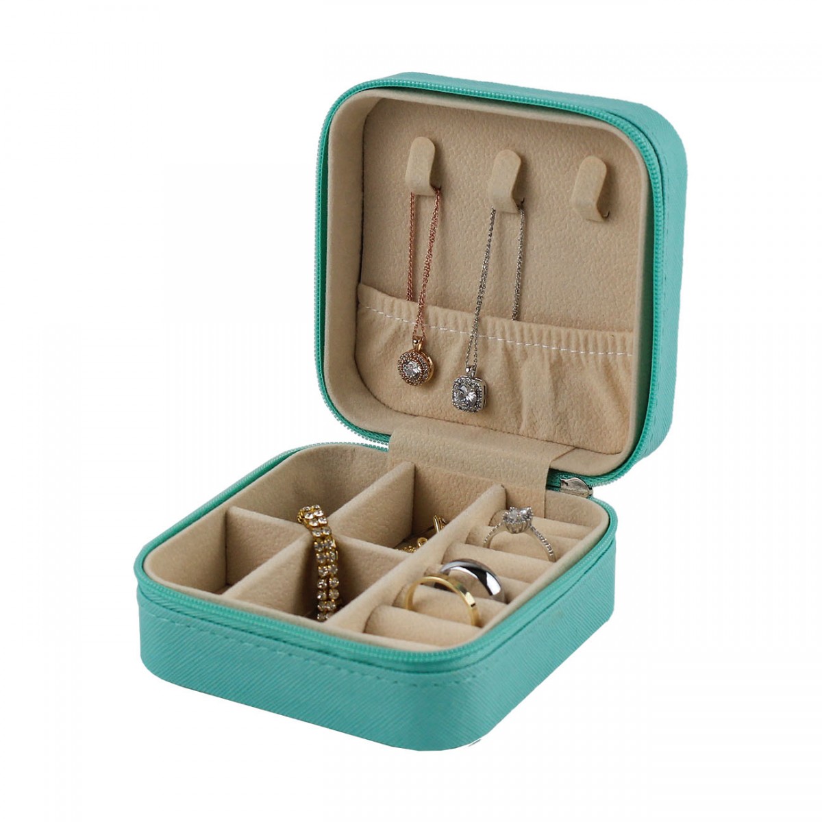 Deri Mücevher Çantası Seyahat Takı Kutusu Su Yeşili 10 Adet Deri Mücevher Çantası Seyahat Takı Kutusu Su Yeşili 10 Adet