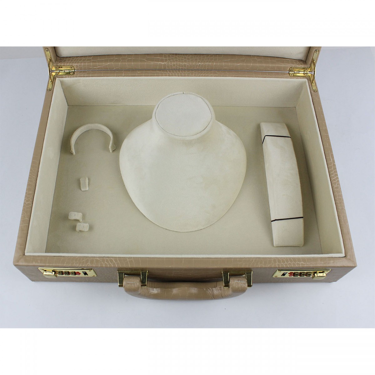 Deri Mücevher Set Çantası Baskılı Krem Deri Mücevher Set Çantası Baskılı Krem