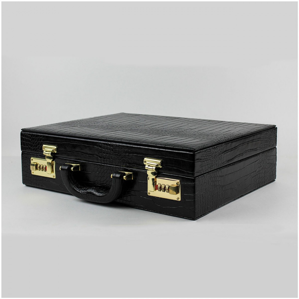 Deri Mücevher Set Çantası Baskılı Siyah Deri Mücevher Set Çantası Baskılı Siyah