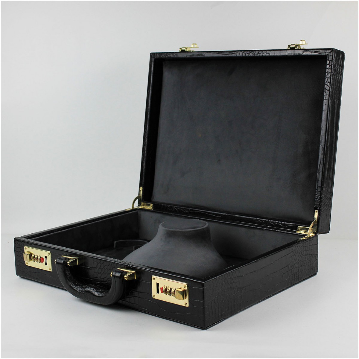 Deri Mücevher Set Çantası Baskılı Siyah Deri Mücevher Set Çantası Baskılı Siyah