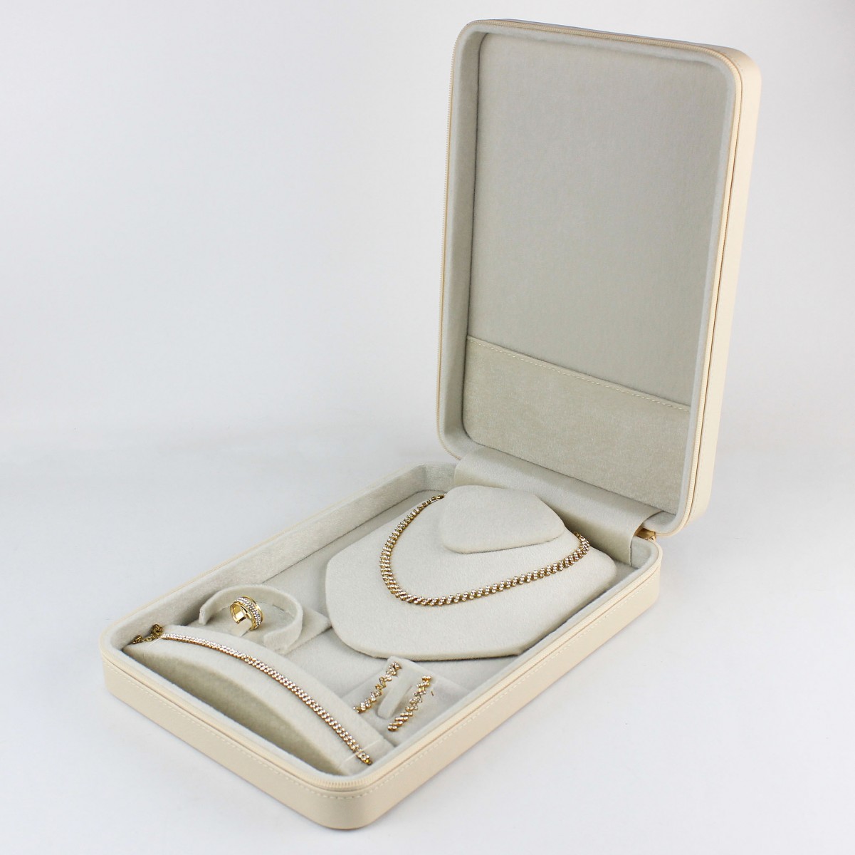 Deri Takı Çantası Mücevher Kutusu Krem Deri Takı Çantası Mücevher Kutusu Krem