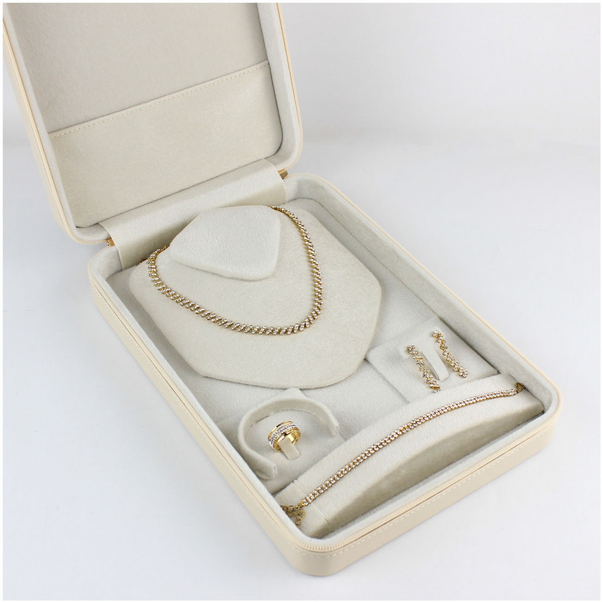 Deri Takı Çantası Mücevher Kutusu Krem Deri Takı Çantası Mücevher Kutusu Krem