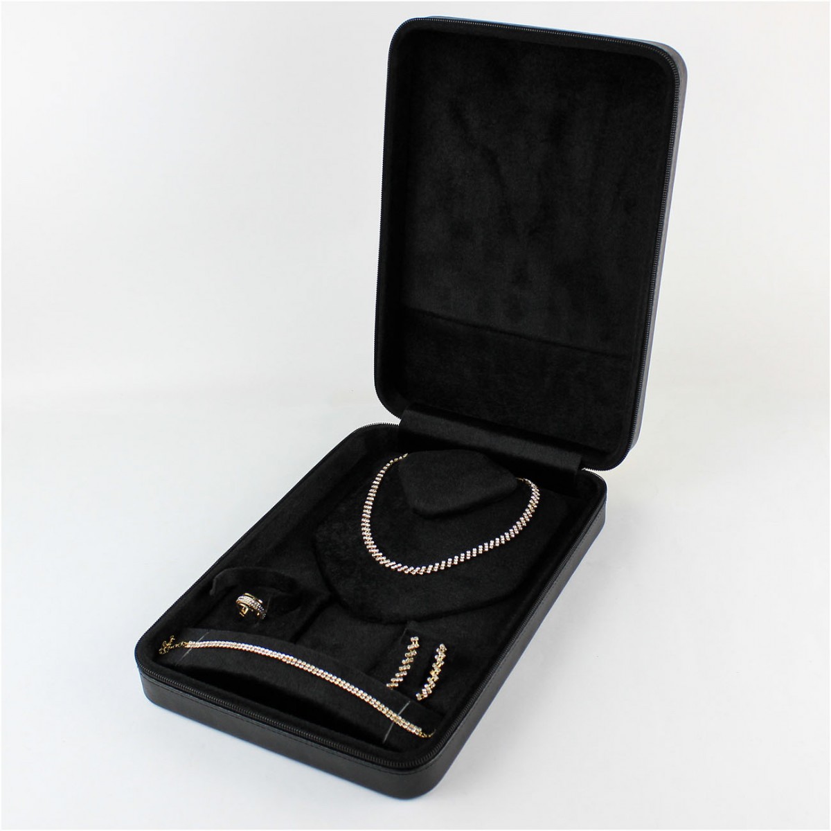 Deri Takı Çantası Mücevher Kutusu Siyah Deri Takı Çantası Mücevher Kutusu Siyah