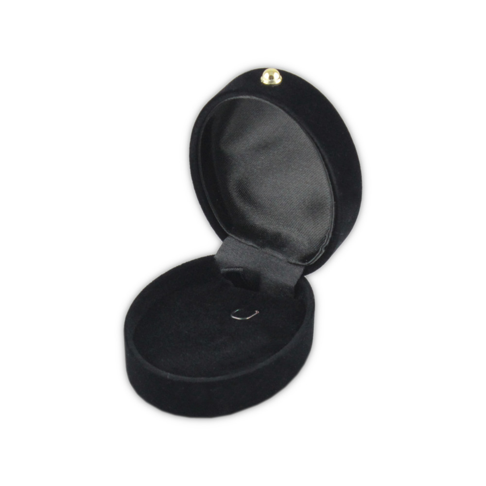 Kadife Kolye Kutusu 24 Adet -Oval Mini Siyah