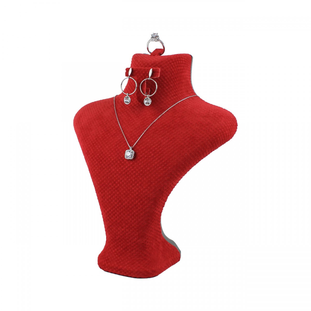 Kadife Set Boyun Manken Takı Standı Kolye Askısı Kırmızı NO: 3 Kadife Set Boyun Manken Takı Standı Kolye Askısı Kırmızı NO: 3