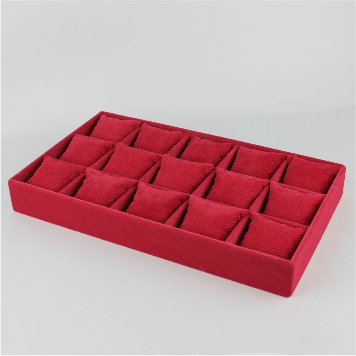 Kadife Yastıklı Saat ve Bilezik Tablası 15'li Kırmızı Kadife Yastıklı Saat ve Bilezik Tablası 15'li Kırmızı