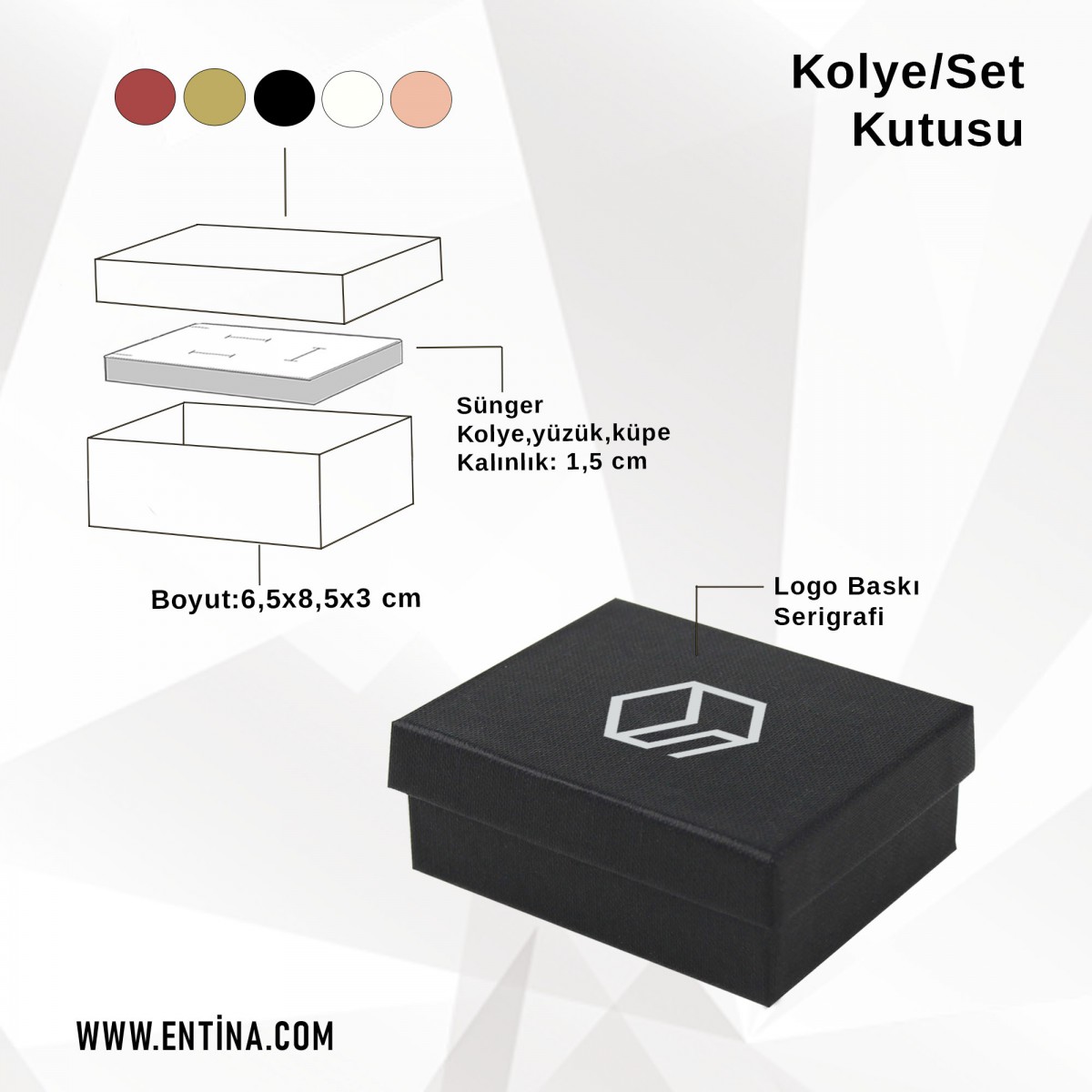 Mukavva Kolye/Set Kutusu 1000 Adet Siyah