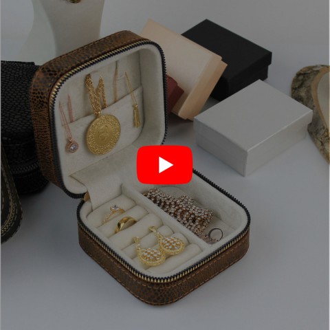 Seyahat Takı Çantası Mücevher Kutusu Kahverengi Seyahat Takı Çantası Mücevher Kutusu Kahverengi