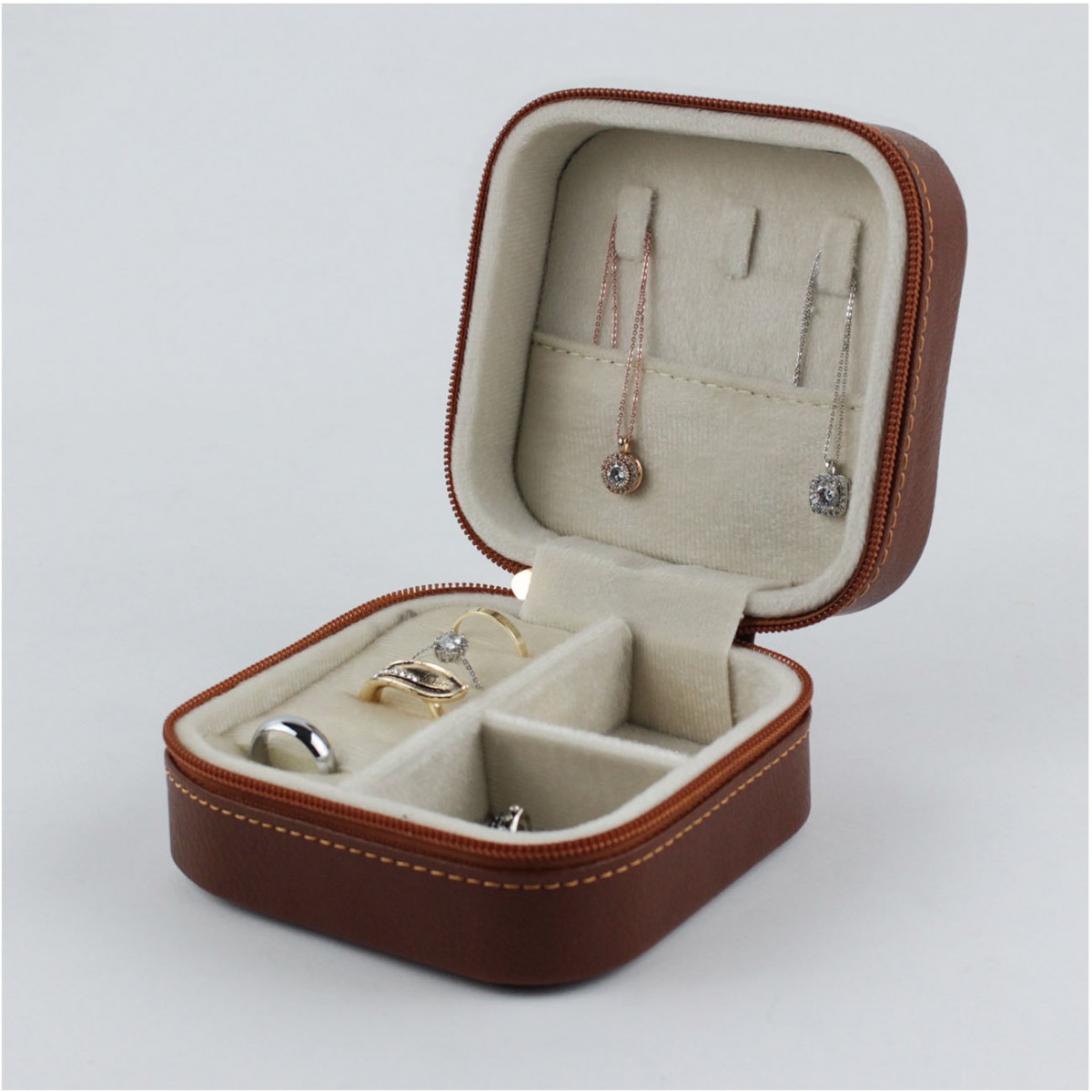 Seyahat Takı Çantası Mücevher Kutusu Taba