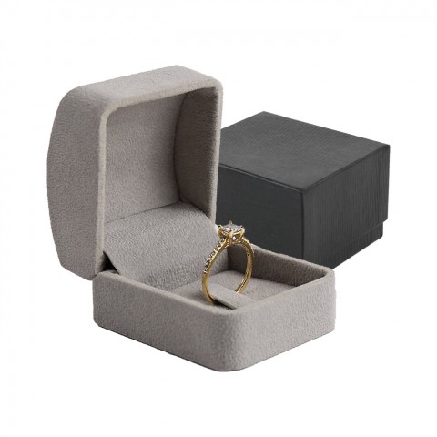 Alcantara Gri Yüzük Kutusu 12 Adet Alcantara Gri Yüzük Kutusu 12 Adet