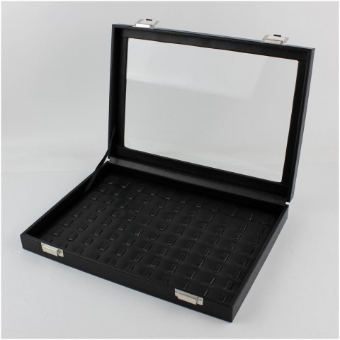 Camlı Deri Yüzük Tablası Siyah 24x34 Camlı Deri Yüzük Tablası Siyah 24x34