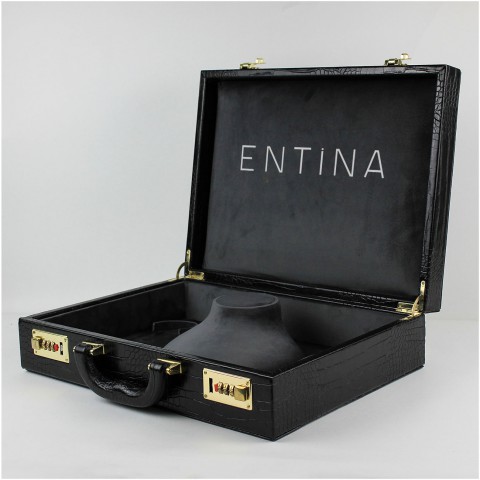 Deri Mücevher Set Çantası Baskılı Siyah