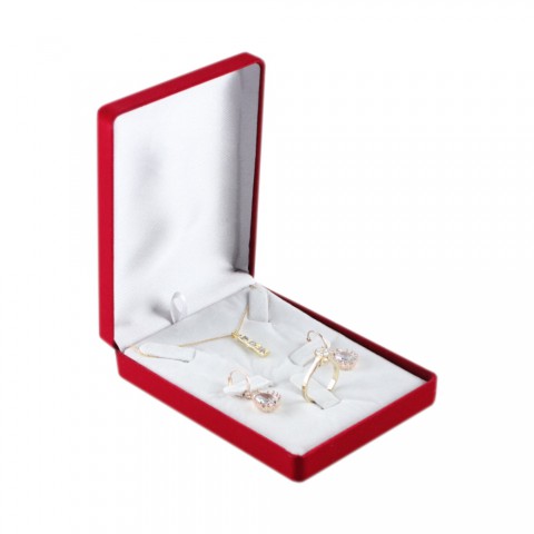 Kadife 9x12 Üçlü Set Kutusu 24 Adet - Kırmızı