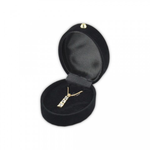 Kadife Kolye Kutusu 24 Adet -Oval Mini Siyah