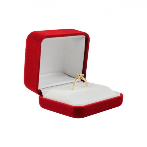 Kadife Pırlanta Yüzük Kutusu Kırmızı 12 Adet