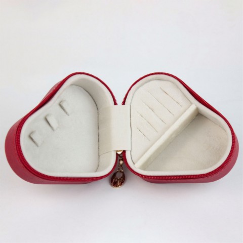Kalp Mücevher Takı Çantası Kırmızı