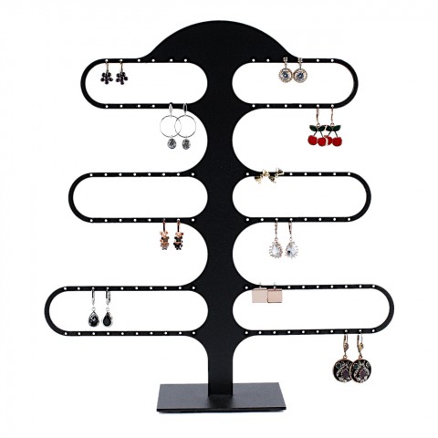 Metal Oval 3 Katlı Küpe Standı Kuyumcu Vitrini Küpelik Küçük