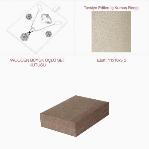 Wooden Büyük Üçlü Set Kutusu
